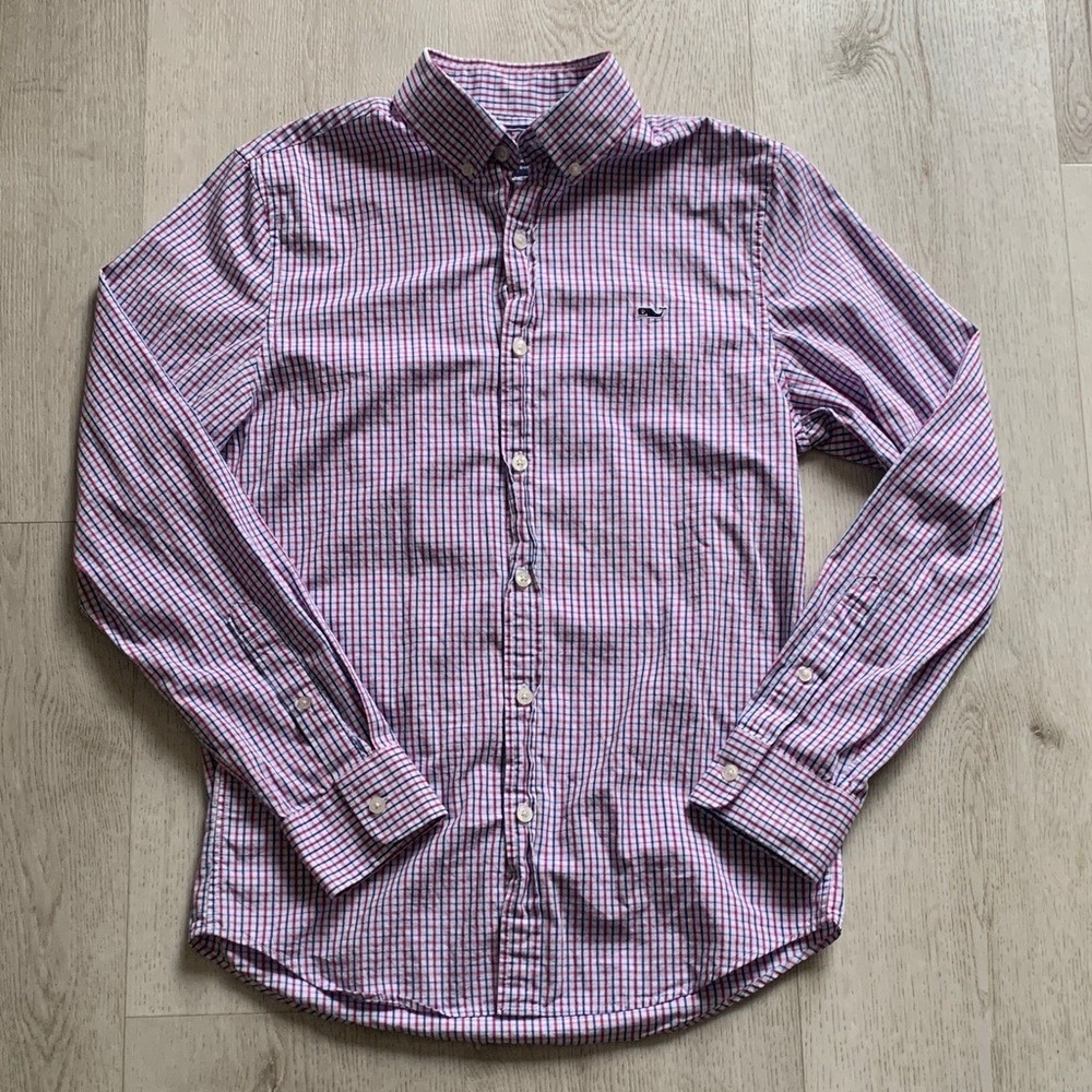 Vineyard Vines Mens Xs Button Down Shirt Blue Red Striped‎ Shirt Cotton